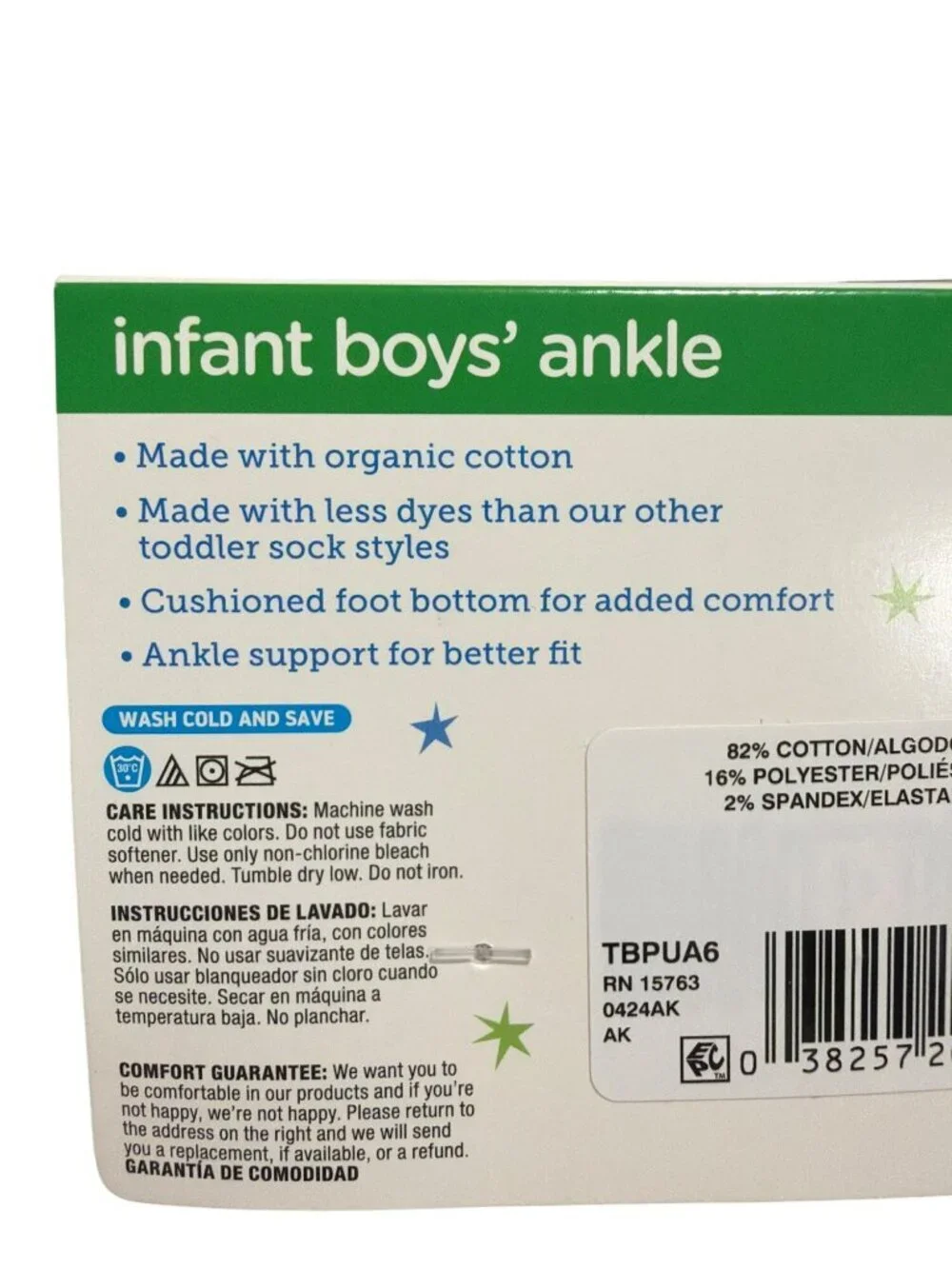 12 Pairs Hanes Infant Boys Ankle Socks 6-12 Months Organic Cotton Non-Slip Sole